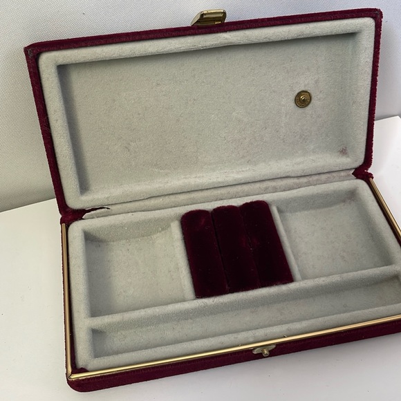 Vintage Velvet Jewelry Box Organizer in Colour Red. Ges. Gesch Made In Germany - Picture 5 of 6